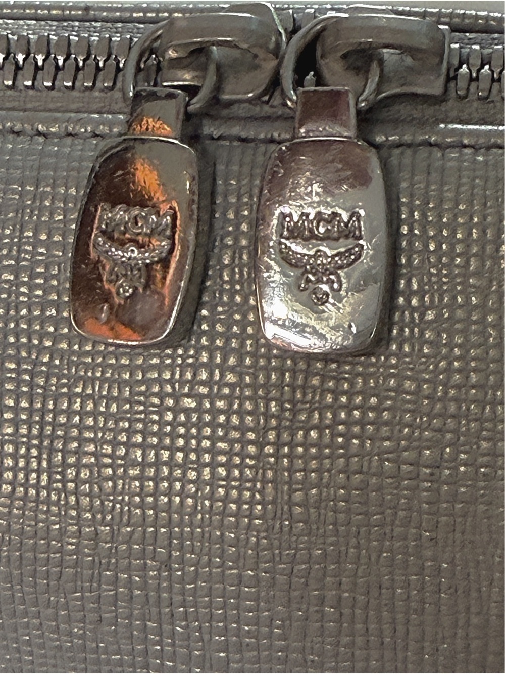 MCM München Metallic Silver Saffiano Leather Boston Bag - Picture 17 of 17